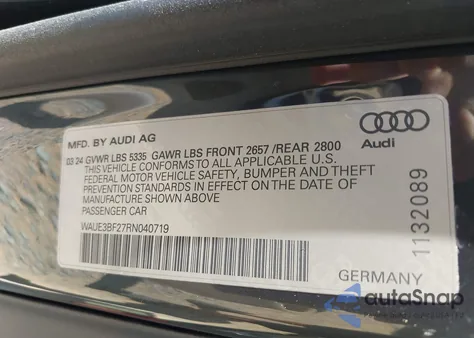 2024 Audi A6 Premium Plus 45 Tfsi Quattro S Tronic from USA, damaged, VIN WAUE3BF27RN040719